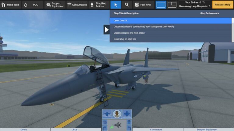 EAGLE uses the the MAGPIE Framework intelligent virtual trainer system, built for maintenance operations on the F-15E, to track trainee performance and provide adaptive guidance in real time.