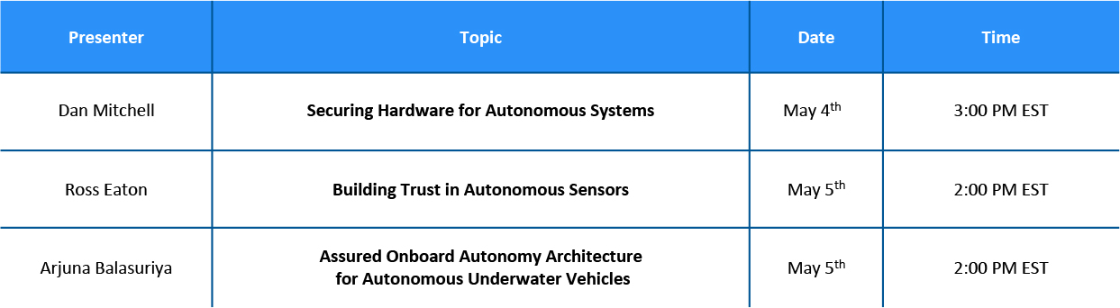 Image of AUVSI event schedule.