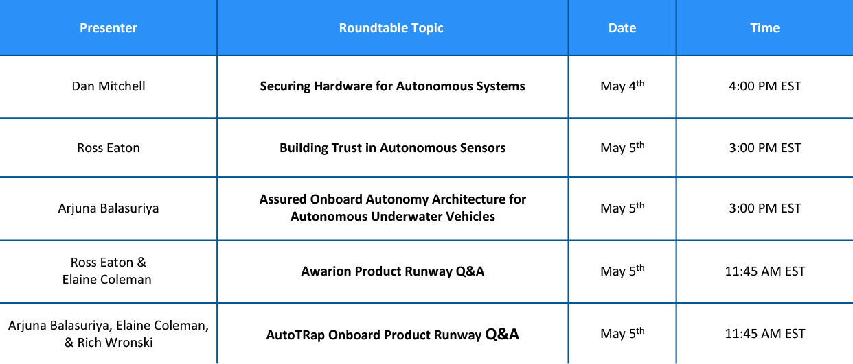 Image of AUVSI event schedule.