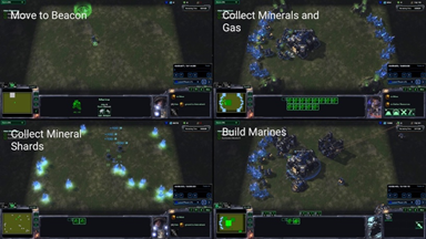 StarCraft II minigames used for demonstration of DRL system