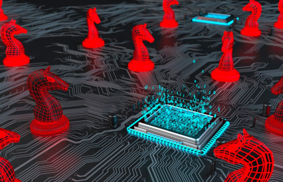 Chess Board with Computer Chip