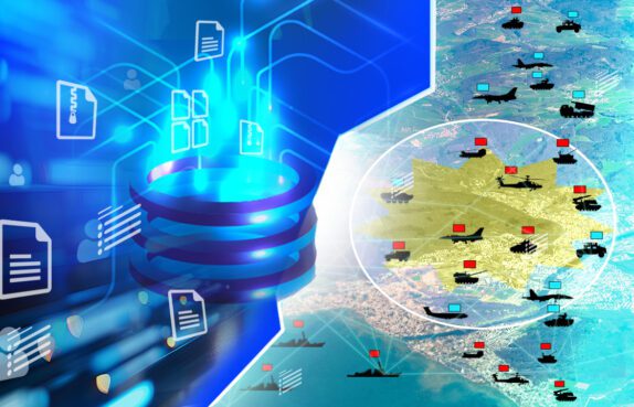 Illustration depicting large amounts of data from reports being analyzed and disseminated to users